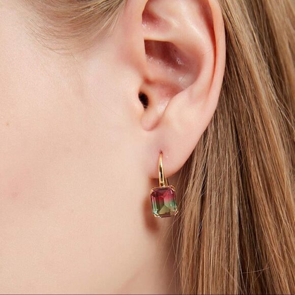 NEW Tourmaline 18K Rhodium Plated Drop Earrings - Picture 9 of 13